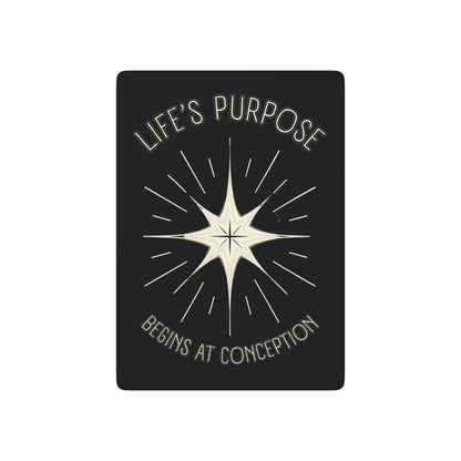 "Life's Purpose Begins at Conception", Christian Playing Cards (Void Black)