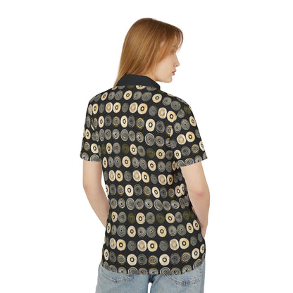 "Punk Polka", Unisex Polo Shirt (Plain Black Collar)