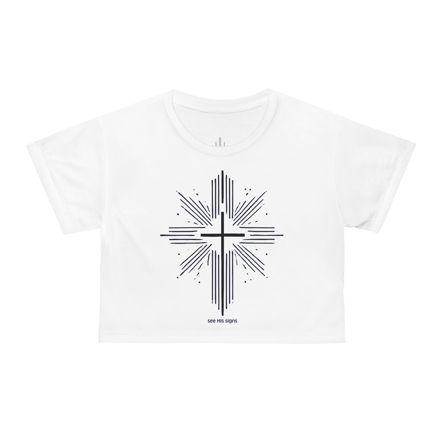 "see His signs", White Crop Tee