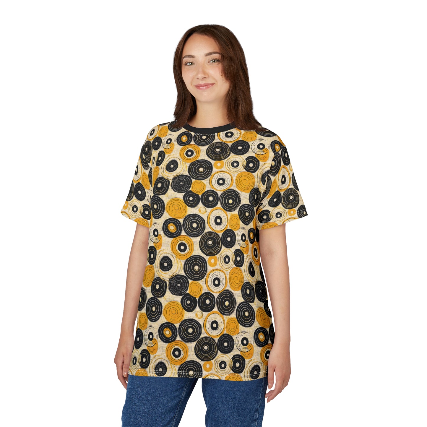 "Old 45's", Wearable Pattern Art Unisex Tee (70's Black Collar)