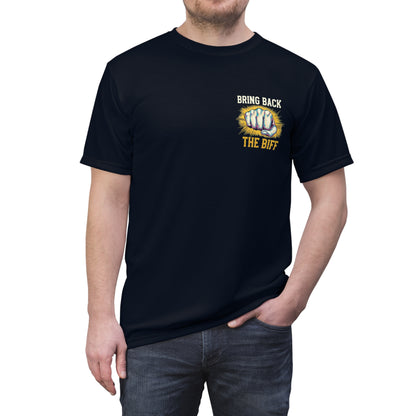 "Bring Back The Biff", Unisex T-shirt (Blackstone Blue)