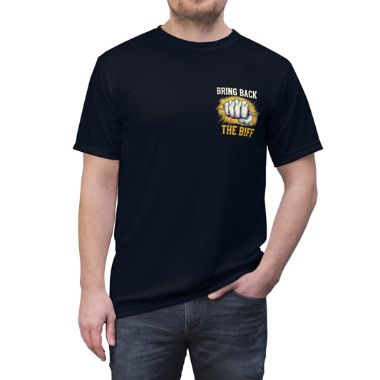 "Bring Back The Biff", Unisex T-shirt (Blackstone Blue)