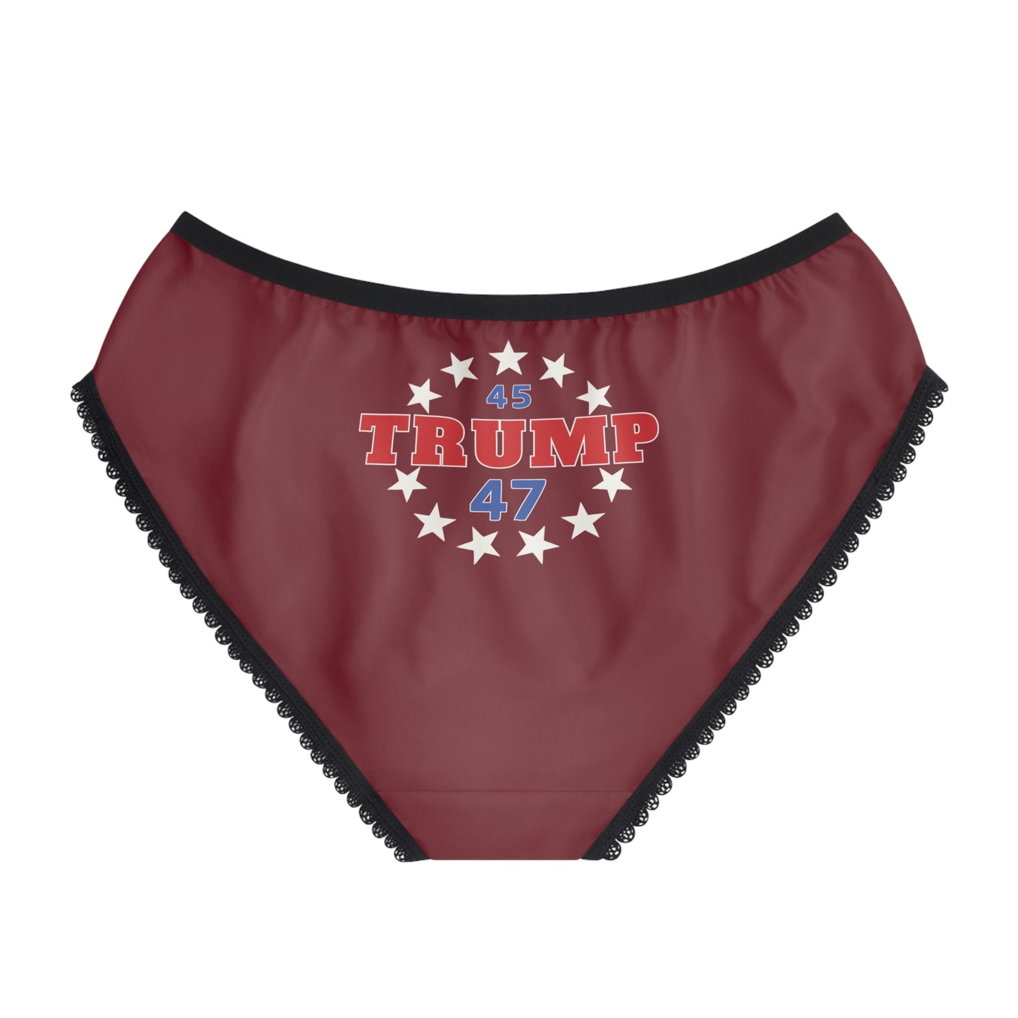 "Trump 45-47 Circle of Stars", Women's Briefs (Dark Cherry Red)