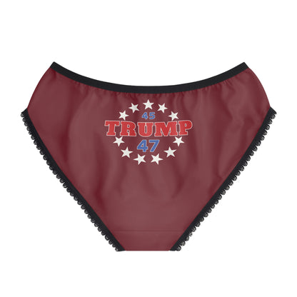 "Trump 45-47 Circle of Stars", Women's Briefs (Dark Cherry Red)