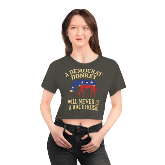 "A Democrat Donkey", Political Crop Tee (Zambeze Plains Grey)