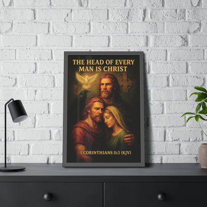 "1 Corinthians 11:3 (KJV)", Framed Paper Poster (Shadow Black)