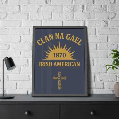 "Clan na Gael - Irish American", Framed Paper Poster (Blue Burka Grey)