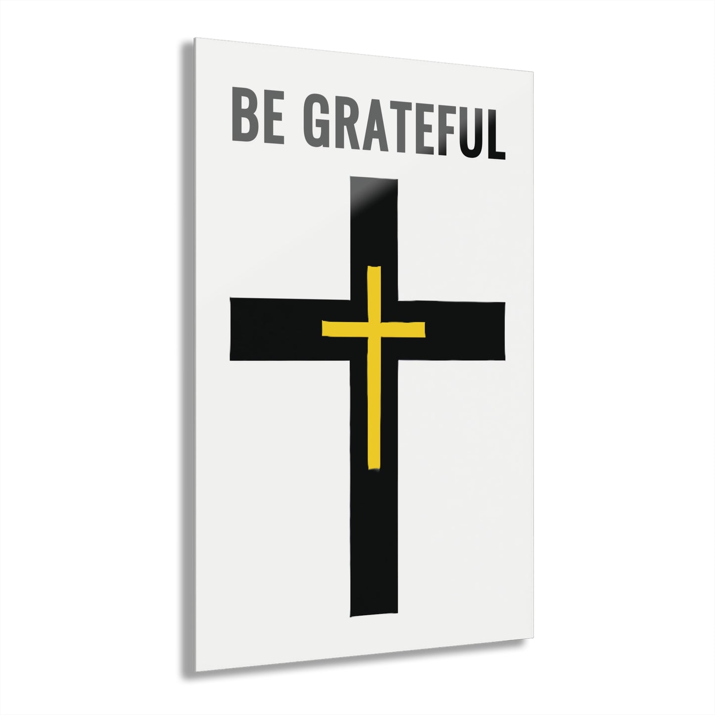 "Be Grateful", Acrylic Wall Prints (French Cleat Hanging) (Pure White)