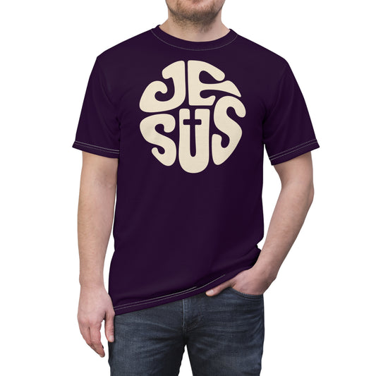 "Retro Jesus", Unisex T-shirt (Midnight Plum)