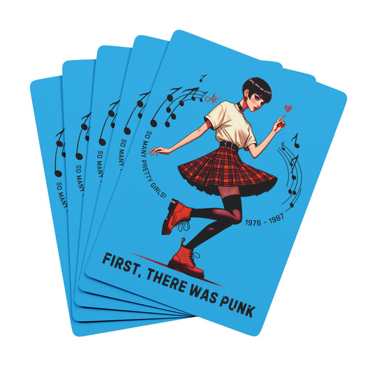 "First, there was Punk" Retro Playing Cards (Bright Sky Blue)