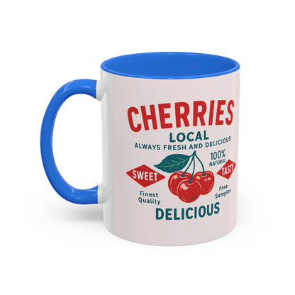 "Delicious Cherries", Colorful Mugs (11oz, 15oz) (Sea Salt Sherbet)