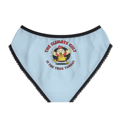 "The Climate Cult" (Chicken Little), Women's Briefs (Arctic Blue)