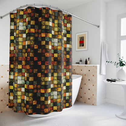 "Wood Block Pattern" #01, Shower Curtains