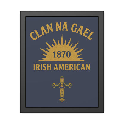 "Clan na Gael - Irish American", Framed Paper Poster (Blue Burka Grey)