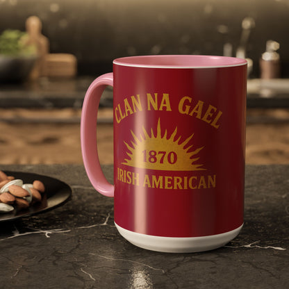 "Clan na Gael - Irish American", Colorful Mugs (11oz, 15oz) (Fénechas Red)