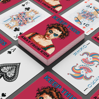 "Keep This Away from Kids", Cultural Playing Cards (Cerise)