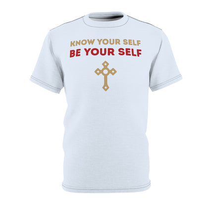 "Know Your Self", Unisex T-shirt (Pilgrim Blue)