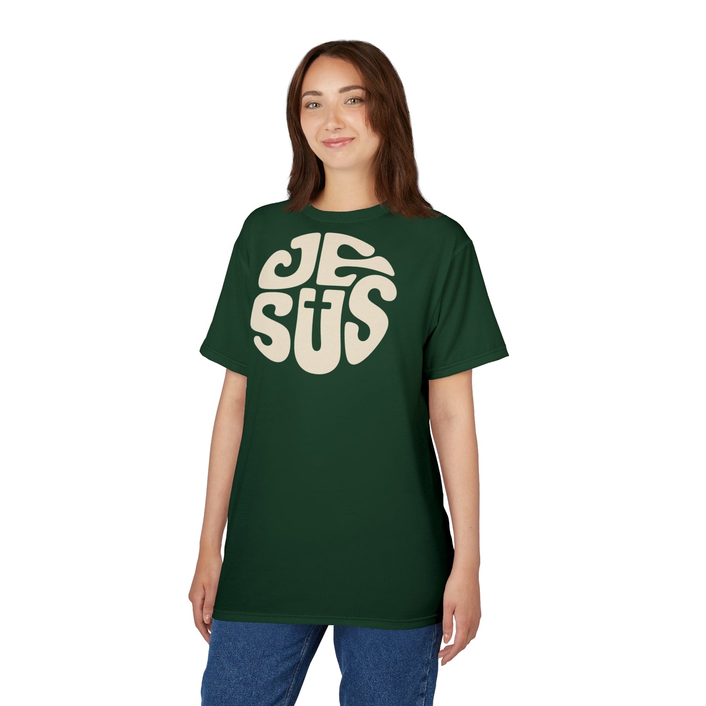 "Retro Jesus", Unisex T-shirt (Monsoon Green)