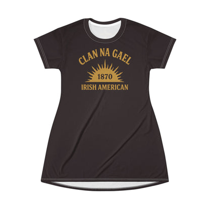 "Clan na Gael - Irish American", T-Shirt Dress (Seal Brown)