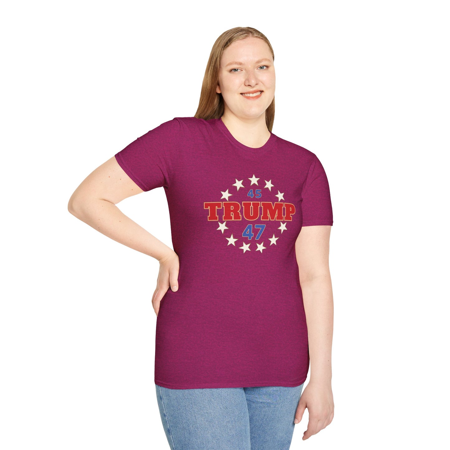 "Trump 45-47 Circle of Stars", Unisex Softstyle T-Shirt