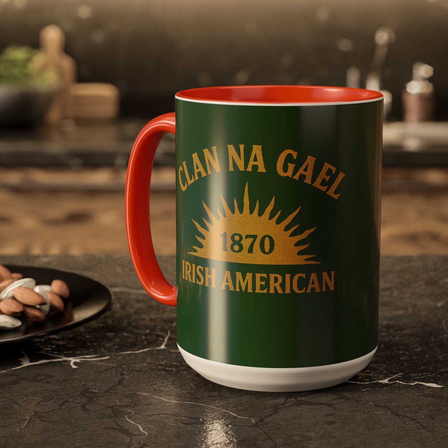 "Clan na Gael - Irish American", Colorful Mugs (11oz, 15oz) (Brithemain Green)