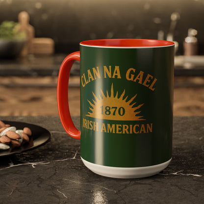 "Clan na Gael - Irish American", Colorful Mugs (11oz, 15oz) (Brithemain Green)