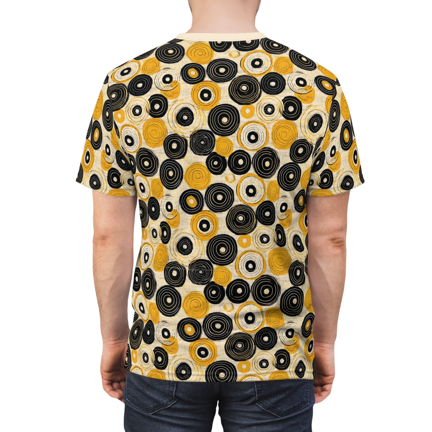 "Old 45's", Wearable Pattern Art Unisex Tee (Dough White Collar)