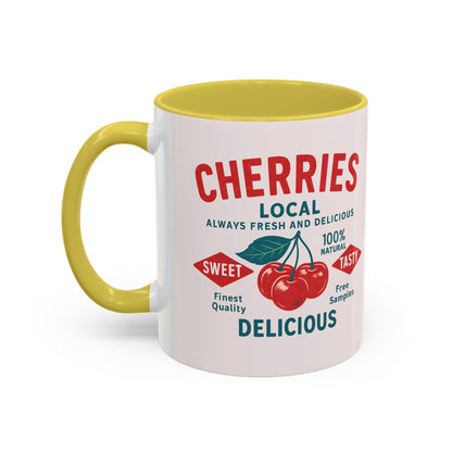 "Delicious Cherries", Colorful Mugs (11oz, 15oz) (Sea Salt Sherbet)