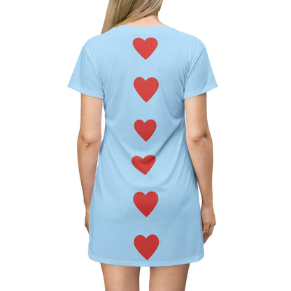 "Big Heart", T-Shirt Dress (Boy Blue)