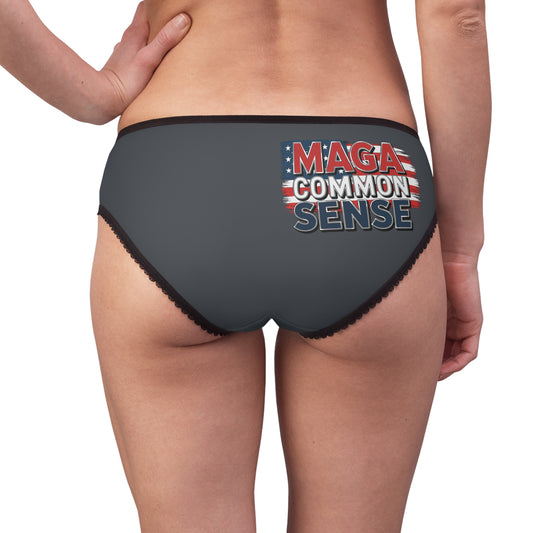 "MAGA Common Sense" #01, Women's Briefs (Hebridean Grey)