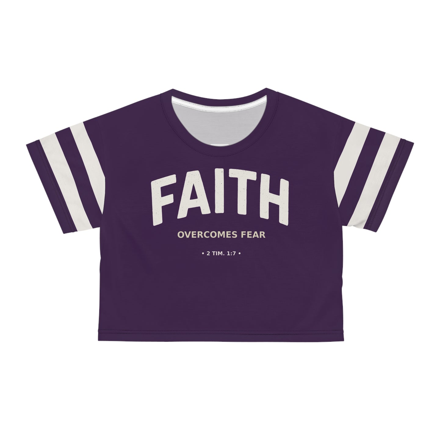 "Faith Overcomes Fear", Crop Tee (Imperial Plum)