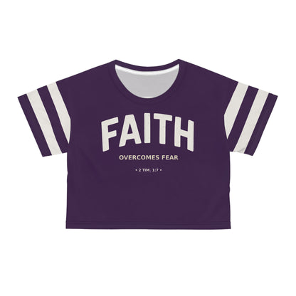 "Faith Overcomes Fear", Crop Tee (Imperial Plum)
