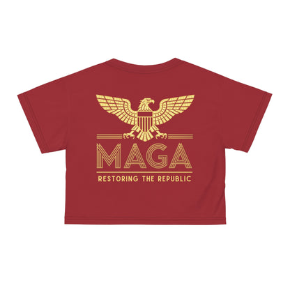 "MAGA - Restoring the Republic", Crop Tee (Cherry Red)