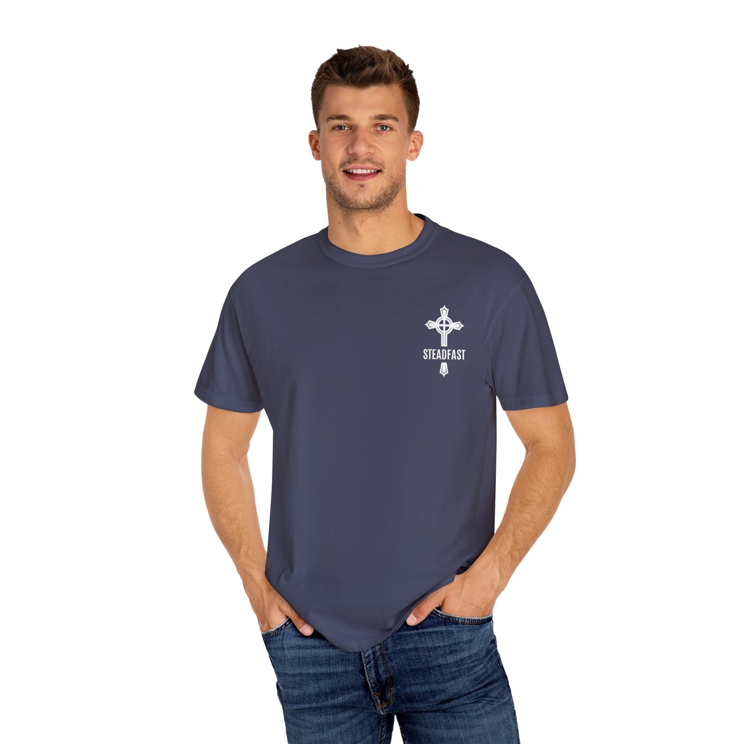 "Steadfast Cross in White", Unisex T-shirt