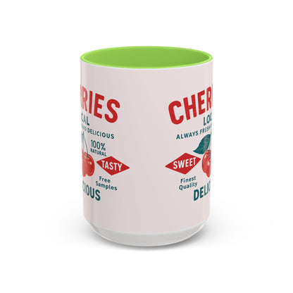 "Delicious Cherries", Colorful Mugs (11oz, 15oz) (Sea Salt Sherbet)