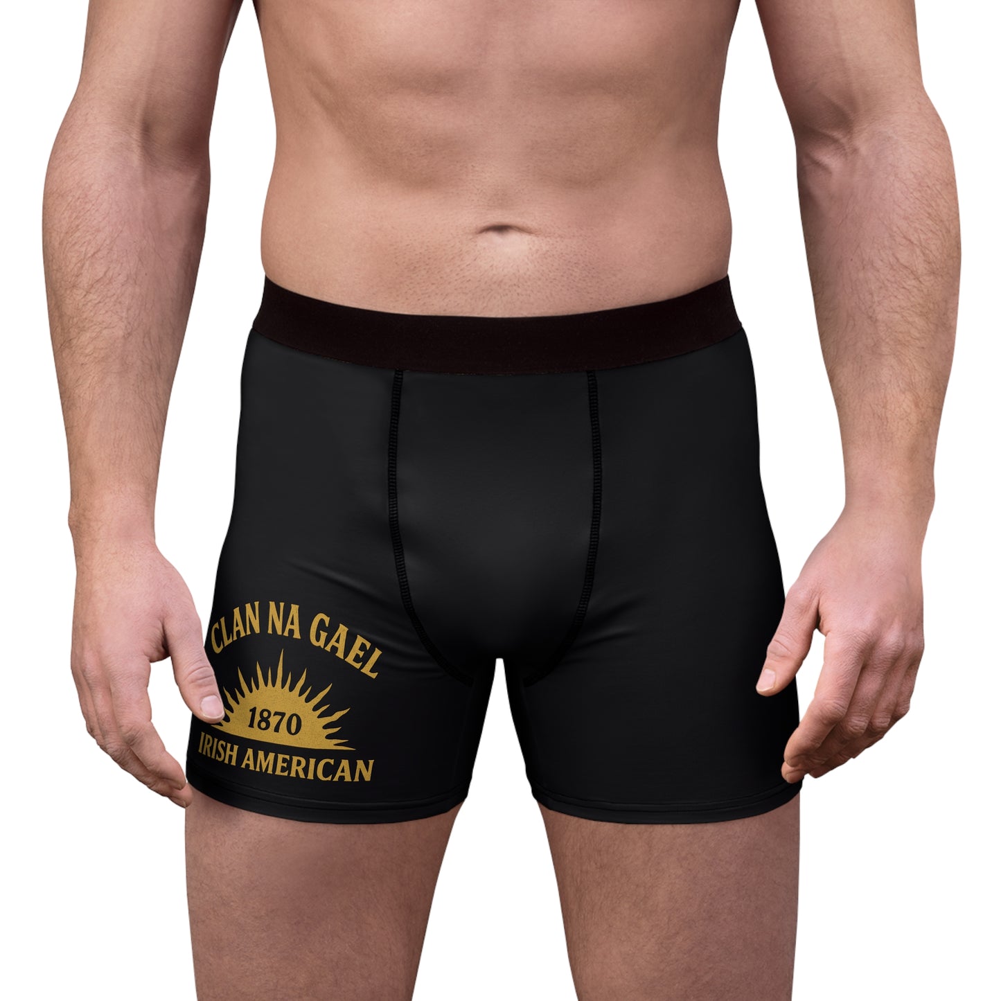 "Clan na Gael - Irish American", Men's Boxer Briefs (Raven Black)