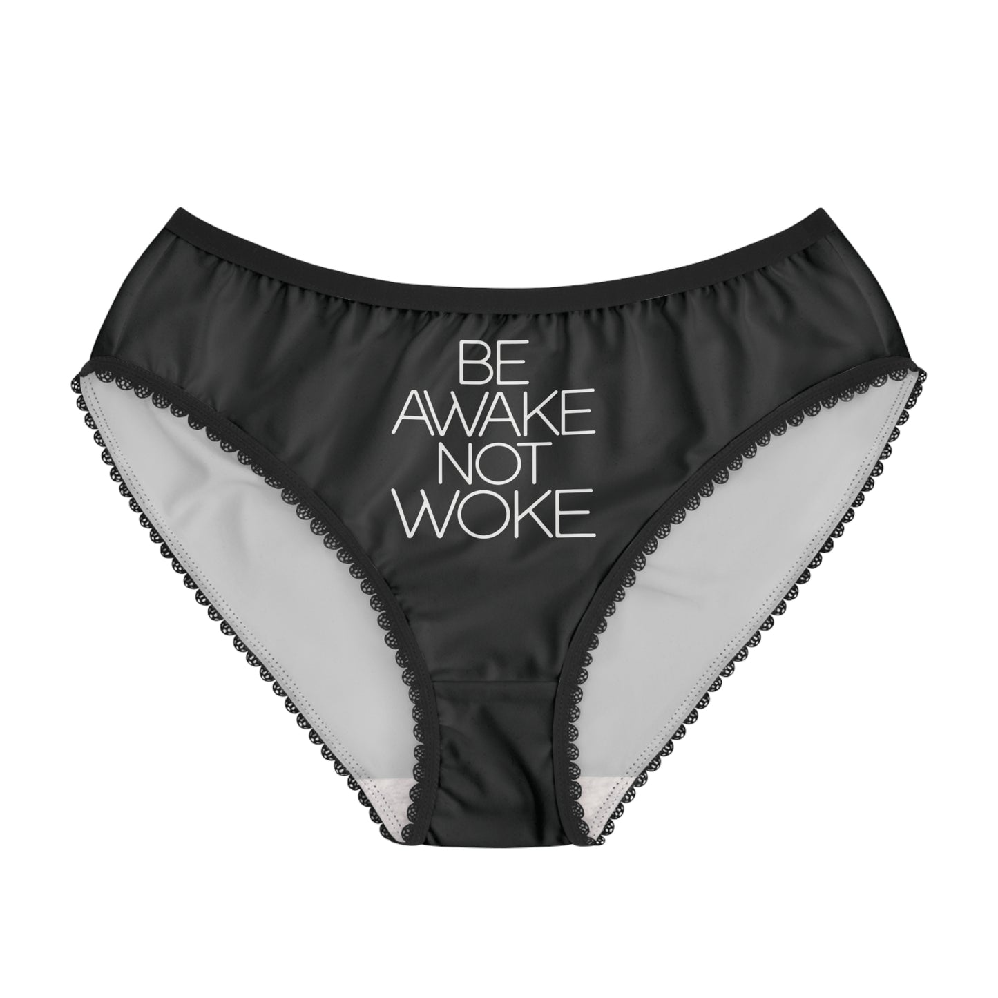 "Be Awake Not Woke" #2, Women's Briefs (Void Black)