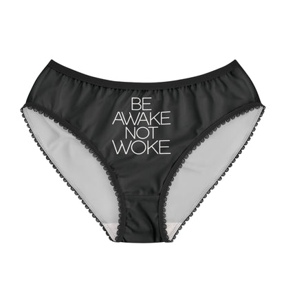 "Be Awake Not Woke" #2, Women's Briefs (Void Black)