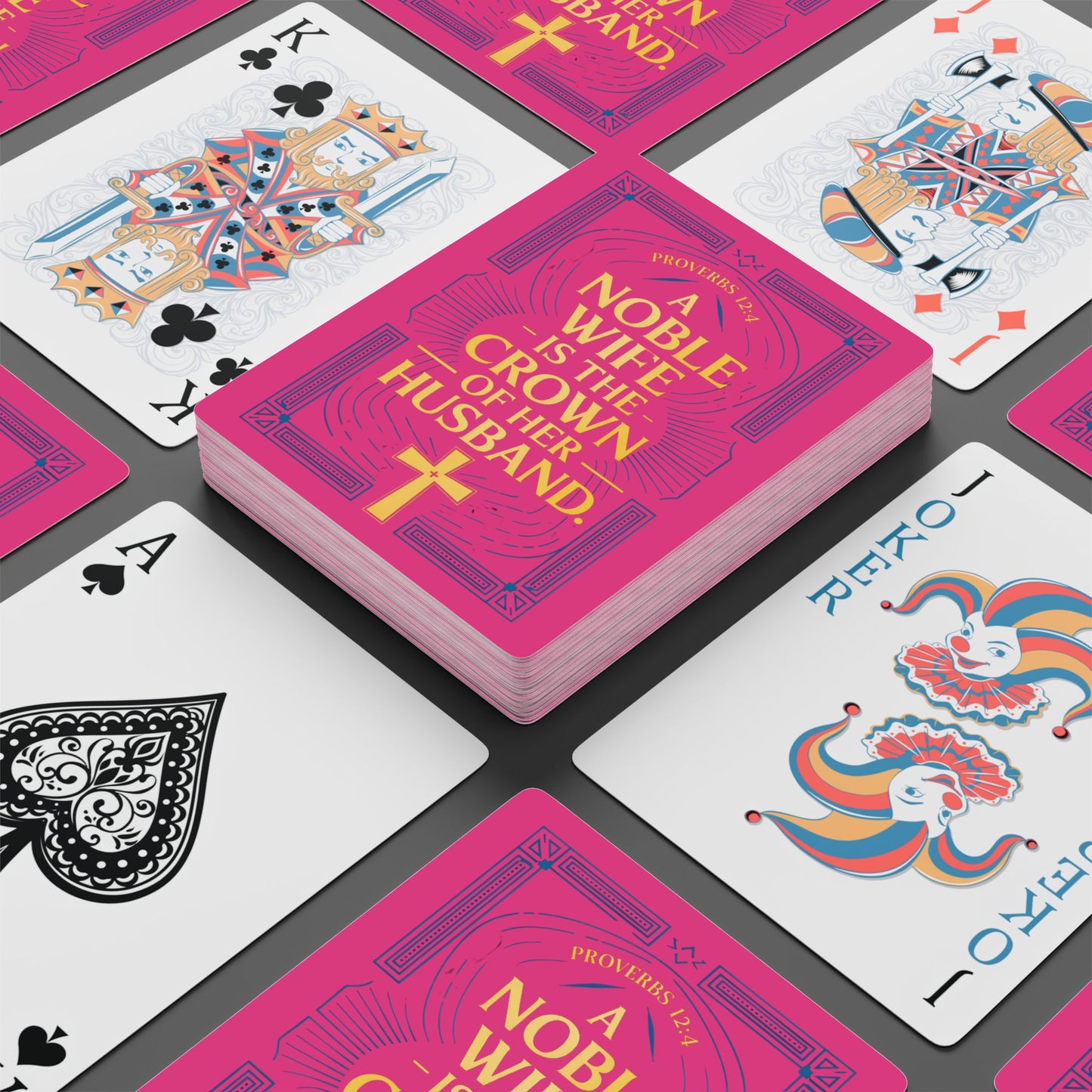 "Proverbs 12:4", Christian Playing Cards (Hot Pink)