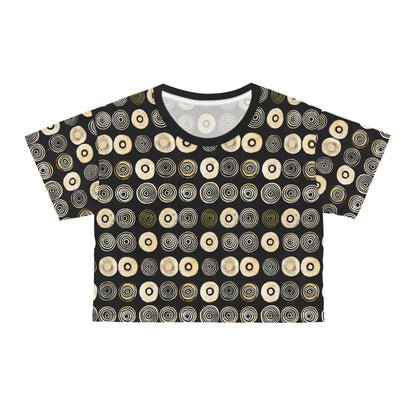 "Punk Polka", Wearable Pattern Art Crop Tee (Plain Black Collar)