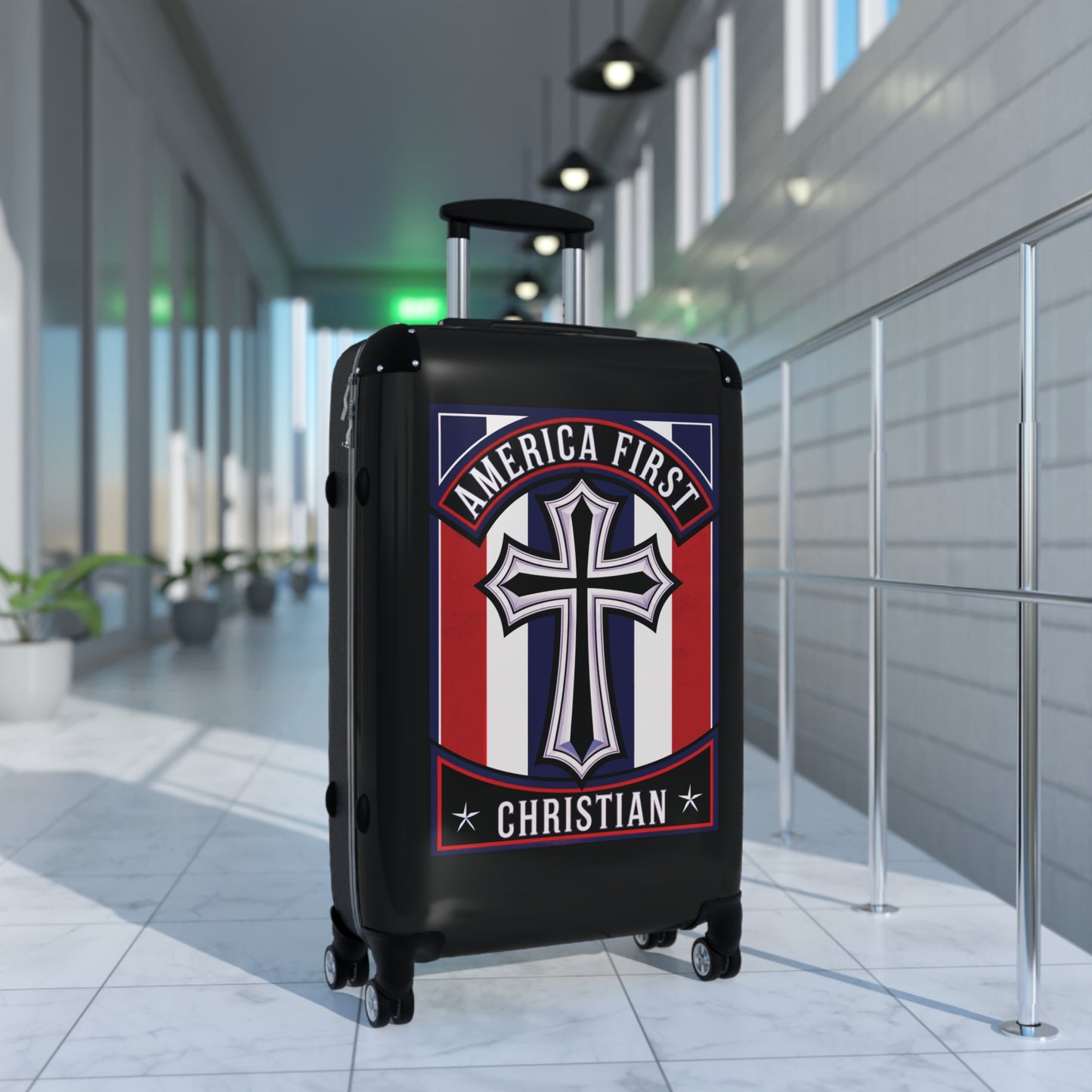 "America First Christian" Wall Art #11 Suitcases (Moonless Black)