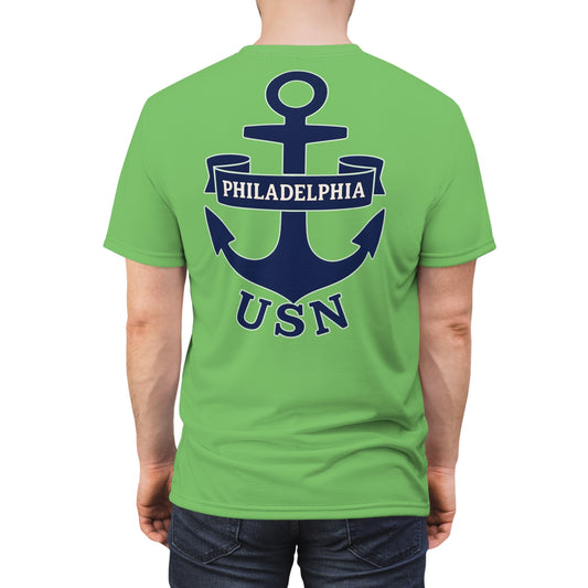 "USN Anchor", Unisex T-shirt (Bottle Glass Light)