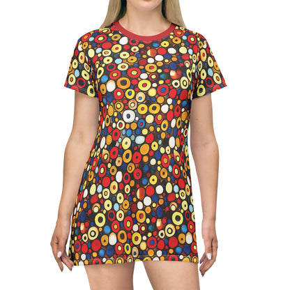 "Bits and Bobs", T-Shirt Dress (Flame Scarlet Collar)
