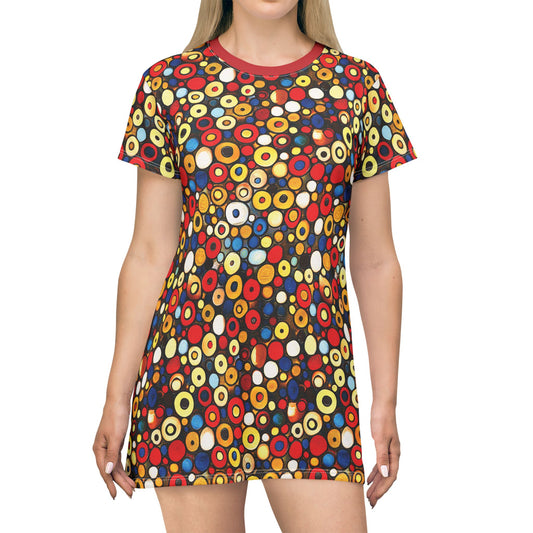 "Bits and Bobs", T-Shirt Dress (Flame Scarlet Collar)