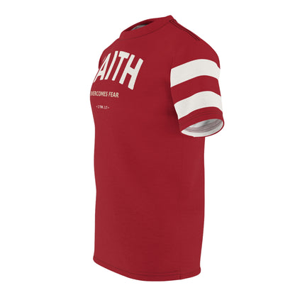 "Faith Overcomes Fear", Unisex Tee (Cherry Red)