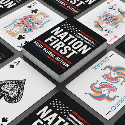"Nation First - Fight Global Elitism", Cultural Playing Cards (70's Black)