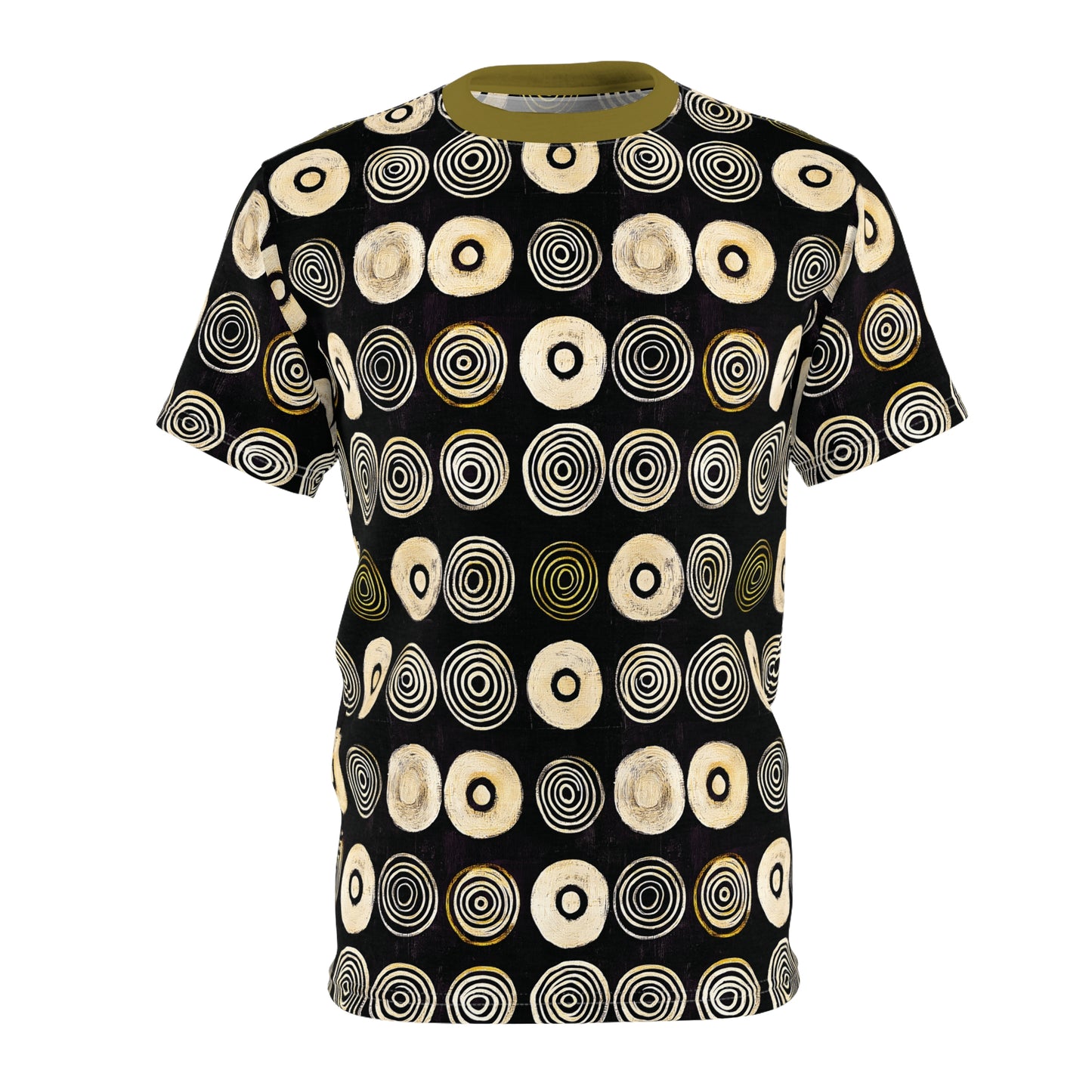 "Punk Polka", Wearable Pattern Art Unisex Tee (Soft Fig Green Collar)