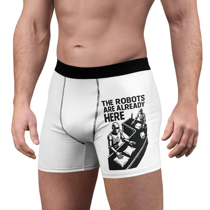 "The Robots Are Already Here", Men's Boxer Briefs (White)