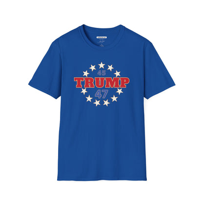 "Trump 45-47 Circle of Stars", Unisex Softstyle T-Shirt