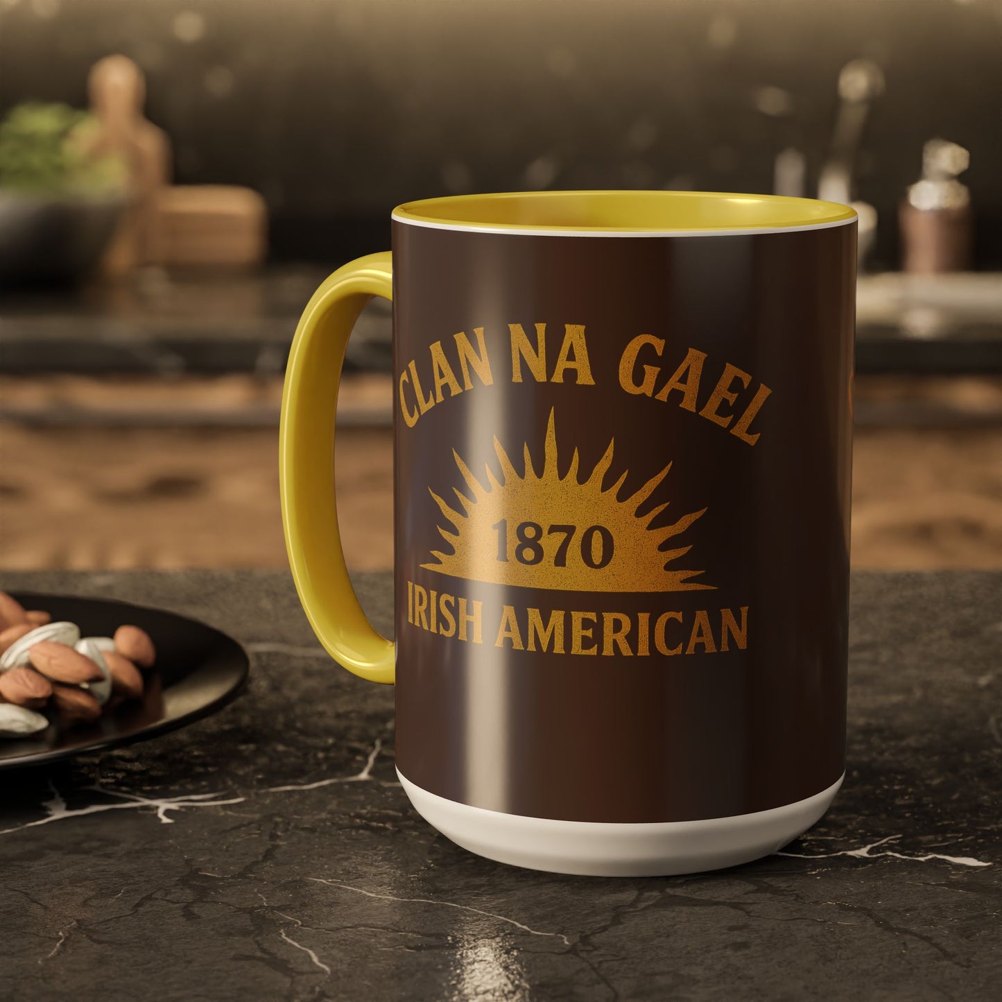 "Clan na Gael - Irish American", Colorful Mugs (11oz, 15oz) (Wild Boar Brown)